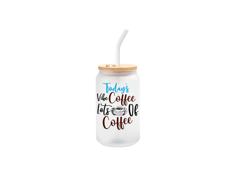 Pearl Coating™ 13oz Sublimation Glass Can with Bamboo Lid Frosted - Pack of 12 - Joto Imaging Supplies Canada
